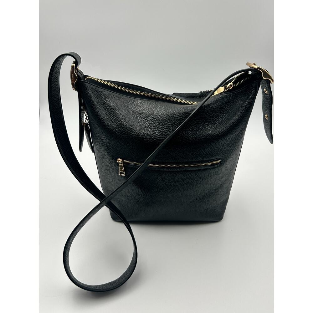 Authentic Coach Val Black Pebbled Leather Duffle Bag Purse Crossbody - C2818 - Picture 8 of 10